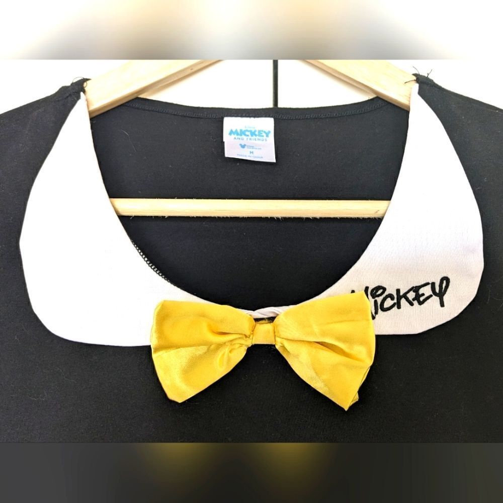 3/$30 Disney Mickey and Friends Petrr Pan Collar Puff Sleeve Tee with Yellow Bow - Picture 2 of 8